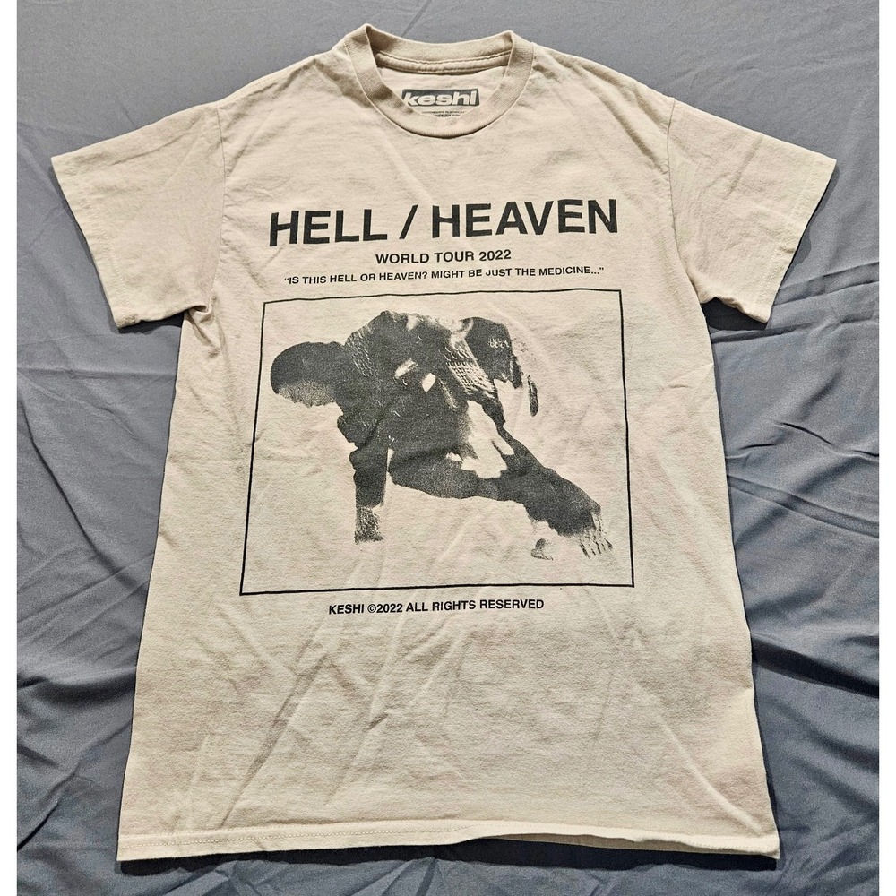 Keshi‎ Hell Heaven World Tour 2022 T-Shirt Unisex Small Tan Good Merch Tee